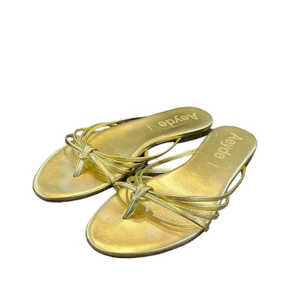Aeyde Shoes - Aeyde Gold Strappy Mule Sandal Slides Dainty
Modern Minimal Leather 38 US 9